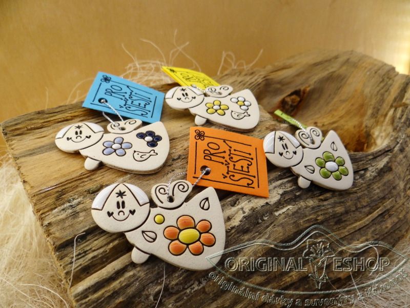 "Pro štěstí" andílek květiny