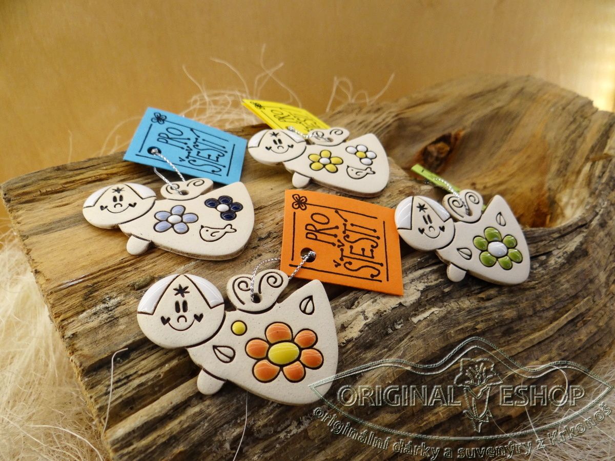 "Pro štěstí" andílek květiny