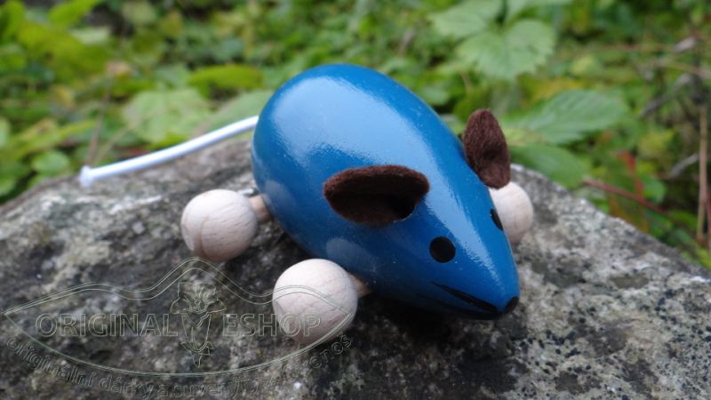 Myška na kolečkách modrá