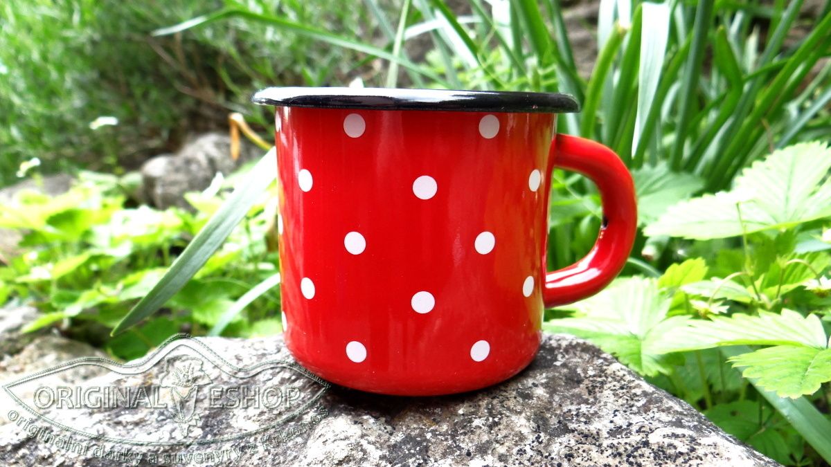 Plecháček Ø 7cm 220ml Červený - malý puntík